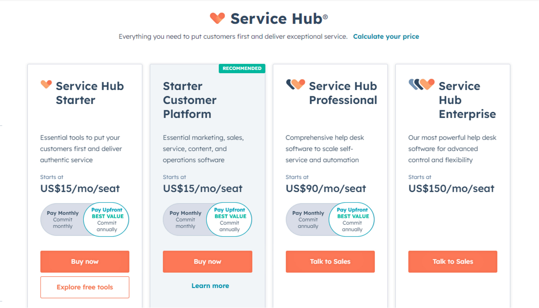 HubSpot Service Hub Plans and Pricing